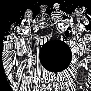 the alaskan pirate, captain damon victor, at the wheel, on the deck, with a fresh take on the old skull through the wineglass gag ala misfits die die my darling ala chamber of chills -- for it is him we see as dead through the glass (not her.)